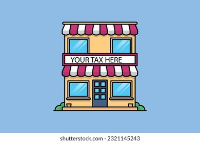 Street Restaurant Building vector illustration. Minimalist house icon concept. Restaurant building with trees beside vector. Beautiful minimalist shop building front view with roof vector design.