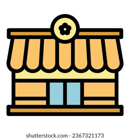 Street restaurant icon outline vector. Food shop. Small room color flat