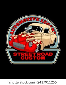 Street Road Custom Vintage Vector Illustration