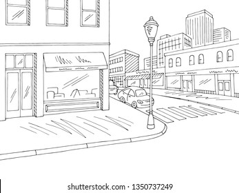 Carretera gráfica cruzada blanca negra ciudad paisaje ilustración vectorial