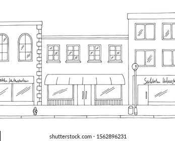 Street road graphic black white city landscape sketch illustration vector