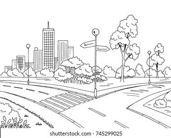 city street clipart black and white
