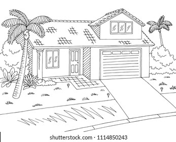 Street Road Graphic House Black White Stock Vector (Royalty Free ...