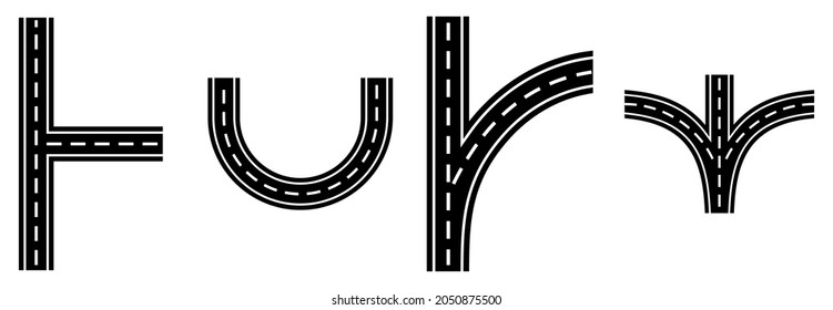 street and road icon set, street and road vector highway asphalt
