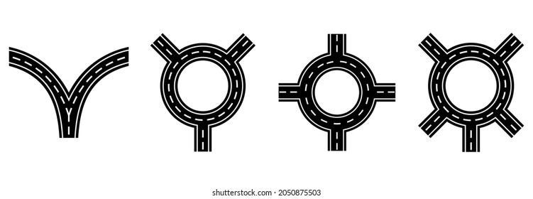 street and road icon set, street and road vector highway asphalt
