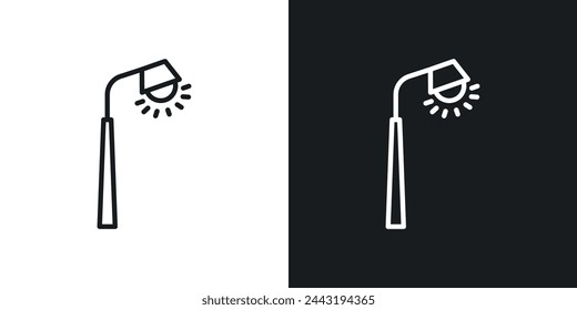 Street and Road Light Pole Icons. Public Illumination and Safety Lighting Symbols.