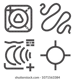 Street Road Vector Elements for city Map. Highway or Path Traffic Isolated