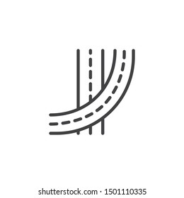 Street roads line icon. linear style sign for mobile concept and web design. Highway road outline vector icon. Symbol, logo illustration. Vector graphics