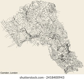 Street roads map of the BOROUGH OF CAMDEN, LONDON