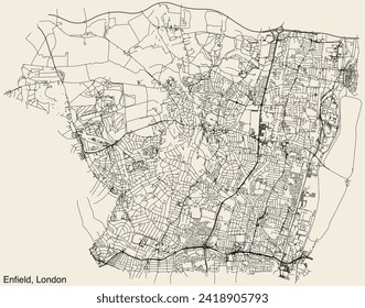 Street roads map of the BOROUGH OF ENFIELD, LONDON