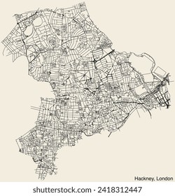 Street roads map of the BOROUGH OF HACKNEY, LONDON