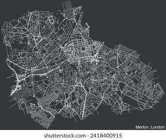 Street roads map of the BOROUGH OF MERTON, LONDON