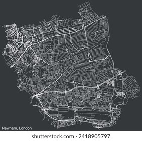 Street roads map of the BOROUGH OF NEWHAM, LONDON