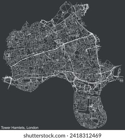 Street roads map of the BOROUGH OF TOWER HAMLETS, LONDON