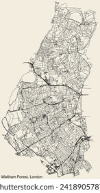 Street roads map of the BOROUGH OF WALTHAM FOREST, LONDON