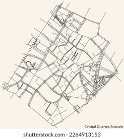 Mapa de carreteras de la calle central (QUARTIER DU CENTER, CENTRUMWIJK), BRUSELAS