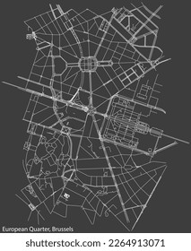 Street roads map of the EUROPEAN QUARTER (QUARTIER EUROPÉEN, EUROPESE WIJK), BRUSSELS