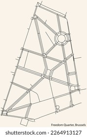 Street roads map of the FREEDOM QUARTER (LIBERTÉS, VRIJHEIDSWIJK), BRUSSELS