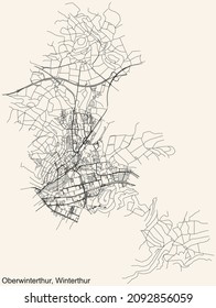 Mapa de carreteras de la calle Kreis 2 Oberwinterthur District de Winterthur, Suiza