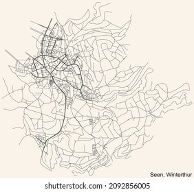 Mapa de carreteras de la calle del distrito 3 de Winterthur, Suiza