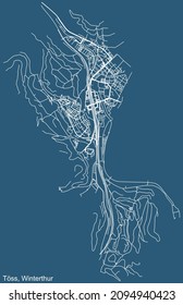 Mapa de carreteras de calle del distrito de Kreis 4 Töss de Winterthur, Suiza