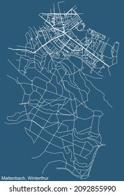 Mapa de carreteras de la calle del distrito 7 de Mattenbach de Winterthur (Suiza)