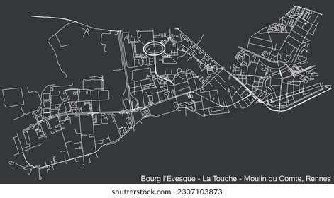 Mapa de carreteras de la calle BOURG-L'ÉVESQUE - LA TOUCHE - MOULIN DU COMTE SUB-TRIMESTRE, RENNES