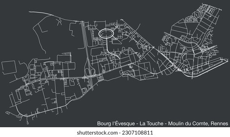 Mapa de carreteras de la calle BOURG-L'ÉVESQUE - LA TOUCHE - MOULIN DU COMTE QUARTER, RENNES