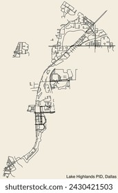 Street roads map of the LAKE HIGHLANDS Public Improvement District neighborhood, DALLAS