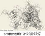 Street roads map of the METROPOLITAN BOROUGH OF BOLTON, GREATER MANCHESTER