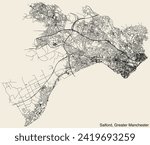 Street roads map of the METROPOLITAN BOROUGH OF SALFORD, GREATER MANCHESTER