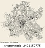 Street roads map of the METROPOLITAN BOROUGH AND CITY OF WOLVERHAMPTON, WEST MIDLANDS