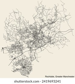 Street roads map of the METROPOLITAN BOROUGH OF ROCHDALE, GREATER MANCHESTER