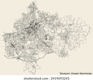 Street roads map of the METROPOLITAN BOROUGH OF STOCKPORT, GREATER MANCHESTER