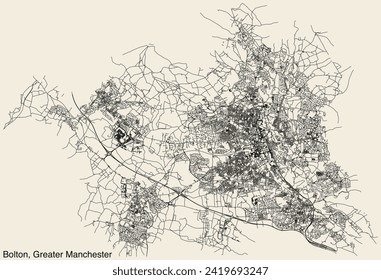 Street roads map of the METROPOLITAN BOROUGH OF BOLTON, GREATER MANCHESTER