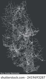 Street roads map of the METROPOLITAN BOROUGH OF BURY, GREATER MANCHESTER