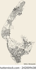 Street roads map of the METROPOLITAN BOROUGH OF SEFTON, MERSEYSIDE