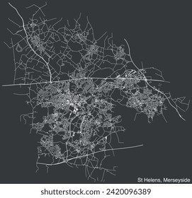Street roads map of the METROPOLITAN BOROUGH OF ST HELENS, MERSEYSIDE