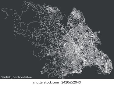 Street roads map of the METROPOLITAN BOROUGH AND CITY OF SHEFFIELD, SOUTH YORKSHIRE