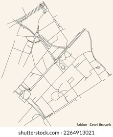 Street roads map of the SABLON-ZAVEL QUARTER (SABLONS-ZAVELWIJK), BRUSSELS