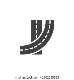 Street roads vector icon. filled flat sign for mobile concept and web design. Highway road glyph icon. Symbol, logo illustration. Vector graphics