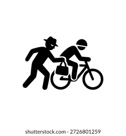 Icono de robo callejero y asalto aislado sobre fondo blanco