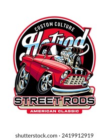 Street Rods Vintage Cartoon Illustration