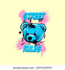 street rules bear abstract vintage fashion