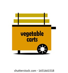 Street sale cart with fruits and vegetables cartoon vector illustration