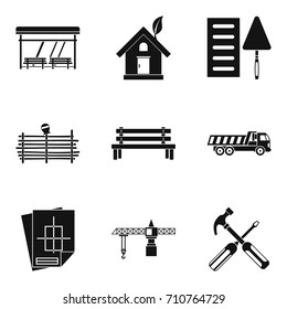 Street seat icons set. Simple set of 9 street seat vector icons for web isolated on white background