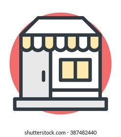 Street Shop Colored Vector Icon