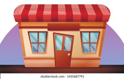 Street shop concept banner. Cartoon illustration of street shop vector concept banner for web design