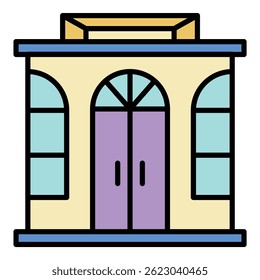Street shop icon. Outline street shop vector icon color flat isolated on white