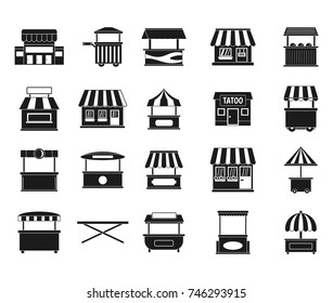 Street shop icon set. Simple set of street shop vector icons for web design isolated on white background